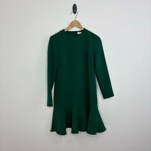 Pearl by Lela Rose Green Peplum Hem Dress Button Back Size Small